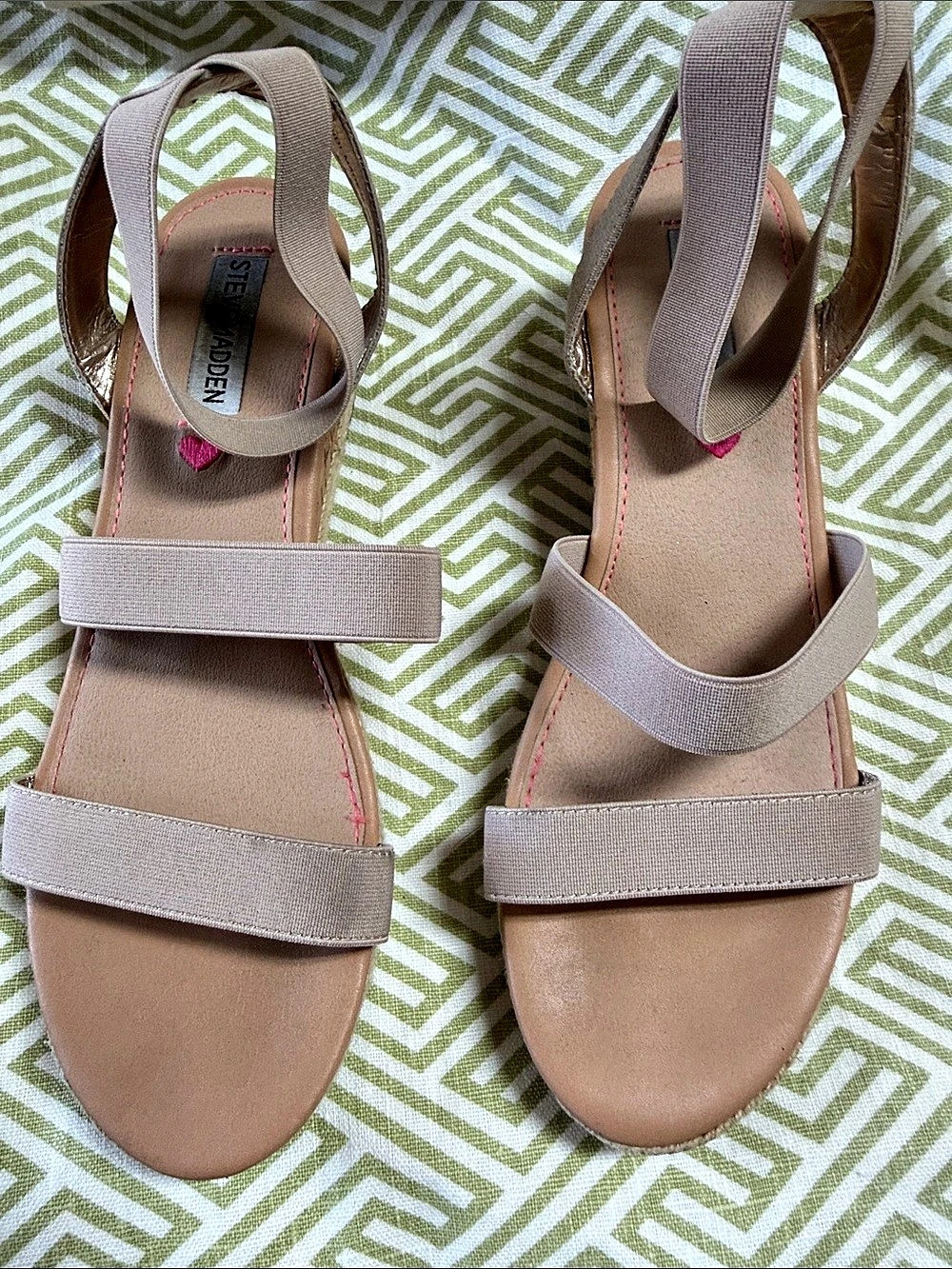 Steve Madden Pink & Brown Wedge Sandals